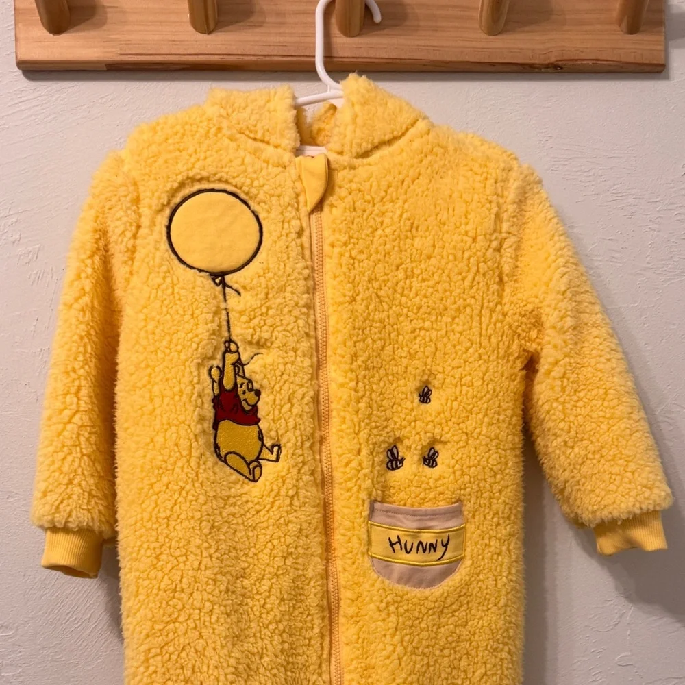 Disney Pooh Bear Little Sleepies Sherpa One Piece Outerwear 18-24 Romper - Picture 3 of 9